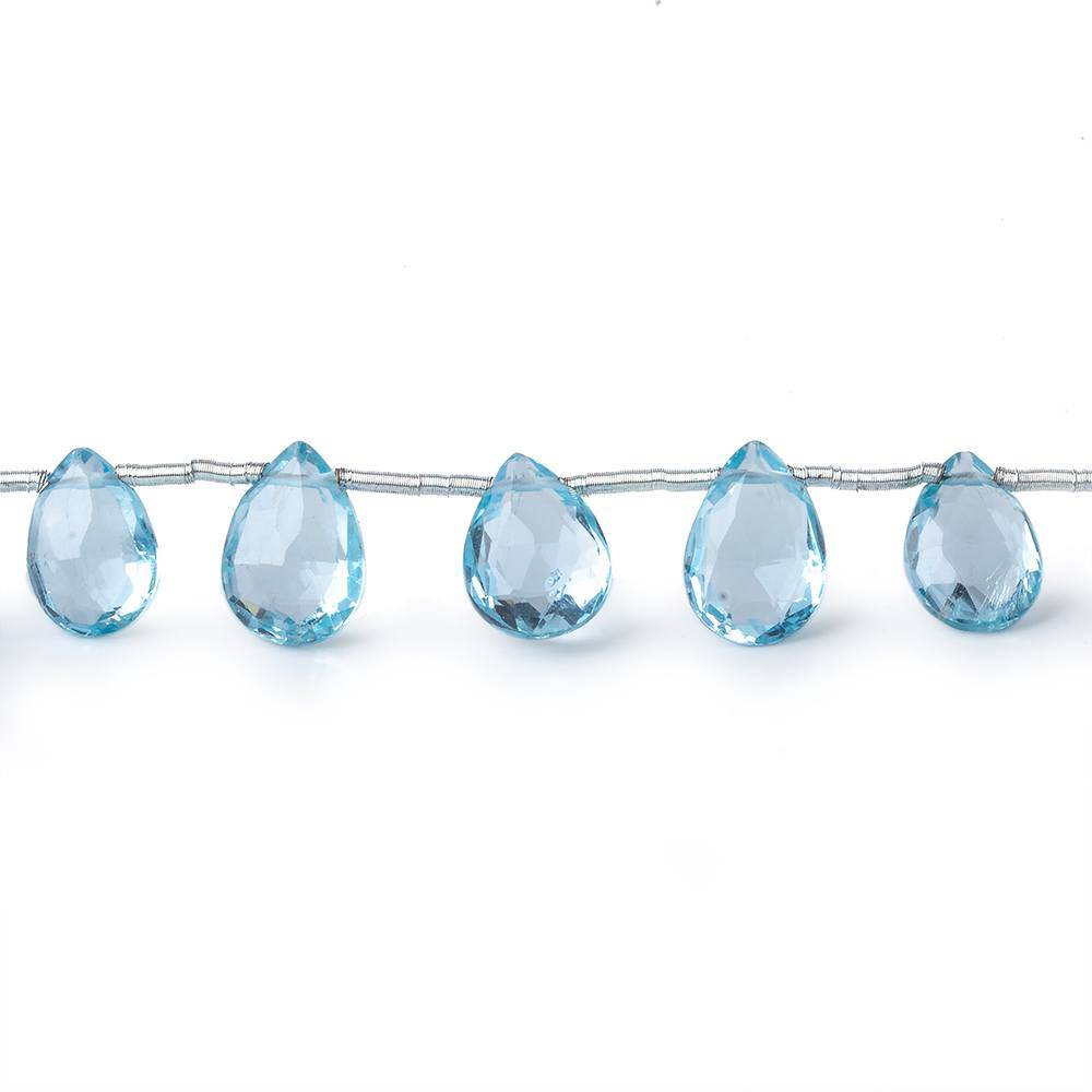 8x6-9x7mm Blue Topaz Faceted Pears 8 inch 17 Beads AAA - Beadsofcambay.com