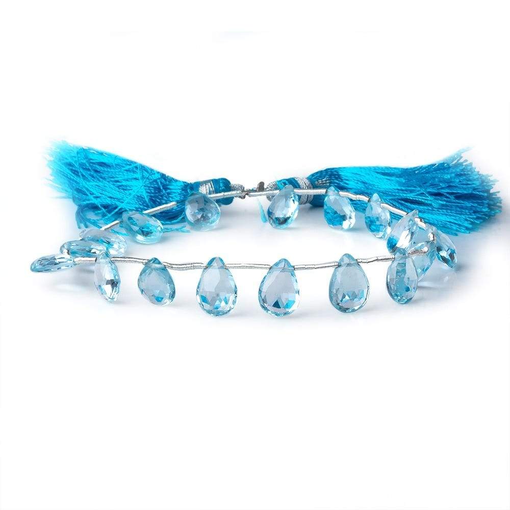 8x6-9x7mm Blue Topaz Faceted Pears 8 inch 17 Beads AAA - Beadsofcambay.com