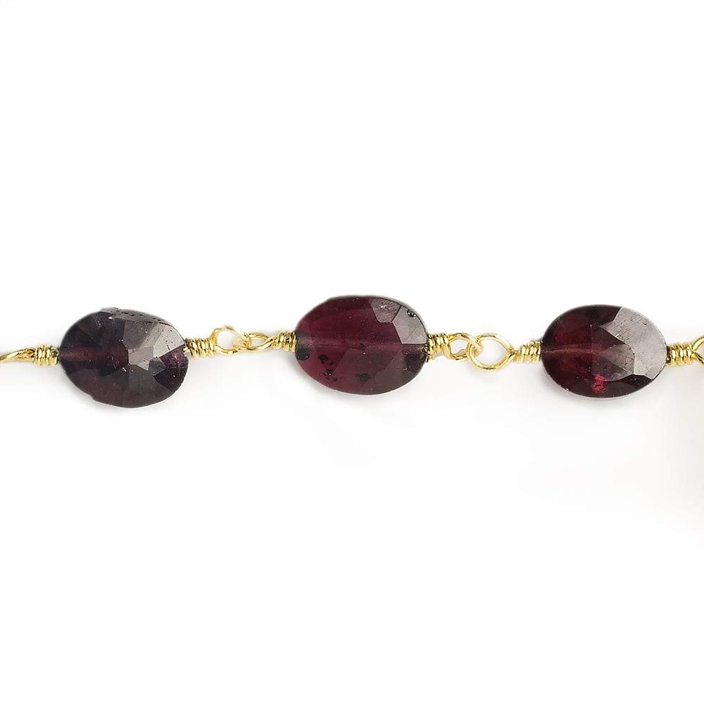8x6-9x7mm Garnet faceted oval Gold Chain by the foot 20 pieces - Beadsofcambay.com