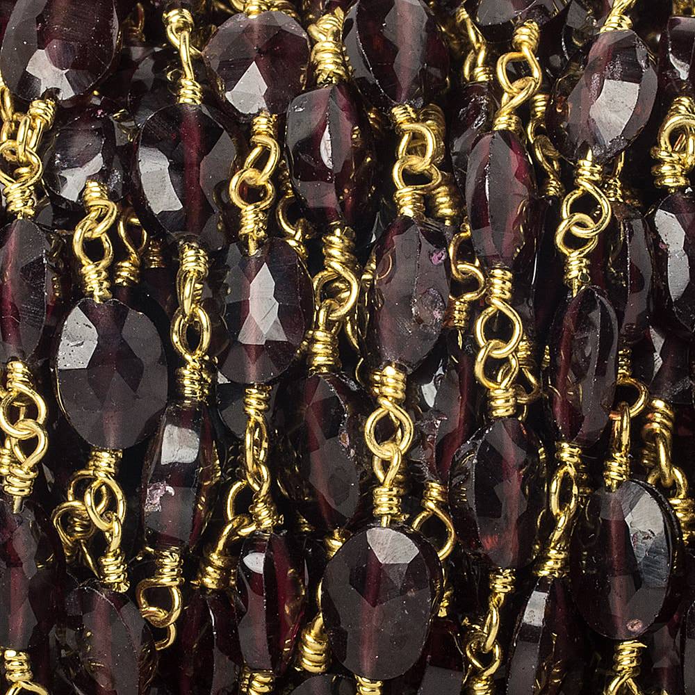 8x6-9x7mm Garnet faceted oval Gold Chain by the foot 20 pieces - Beadsofcambay.com