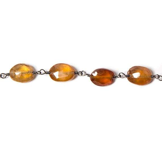 8x6-9x7mm Multi Color Hessonite oval Black Gold plated Chain by the foot - Beadsofcambay.com