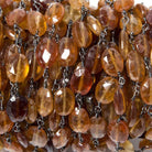8x6-9x7mm Multi Color Hessonite oval Black Gold plated Chain by the foot - Beadsofcambay.com