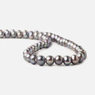 8x6-9x7mm Peacock Silver 2.5mm Large Hole Off Round Freshwater Pearl 15 inch 58 pcs - Beadsofcambay.com