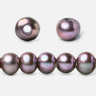 8x6-9x7mm Purple Peacock 2.5mm Large Hole Off Round Freshwater Pearl 15 inch 58 pcs - Beadsofcambay.com
