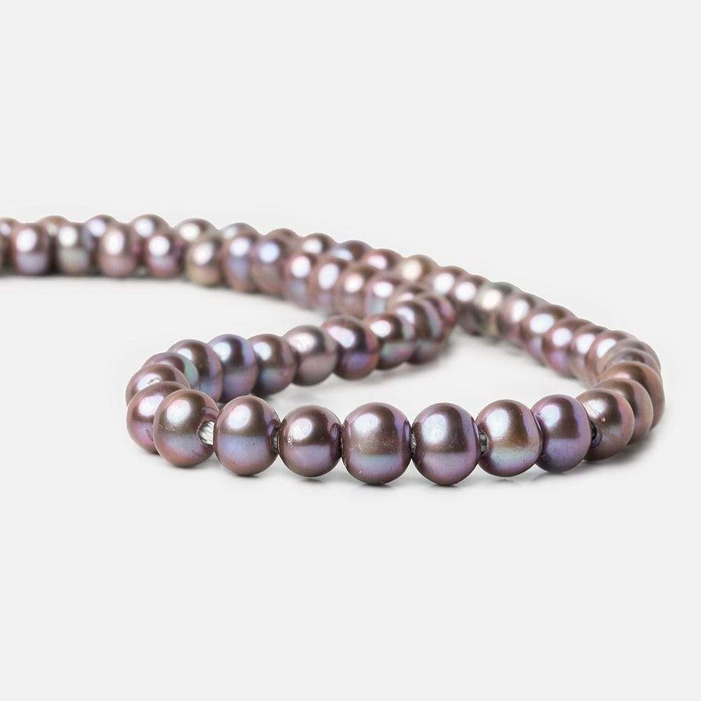 8x6-9x7mm Purple Peacock 2.5mm Large Hole Off Round Freshwater Pearl 15 inch 58 pcs - Beadsofcambay.com