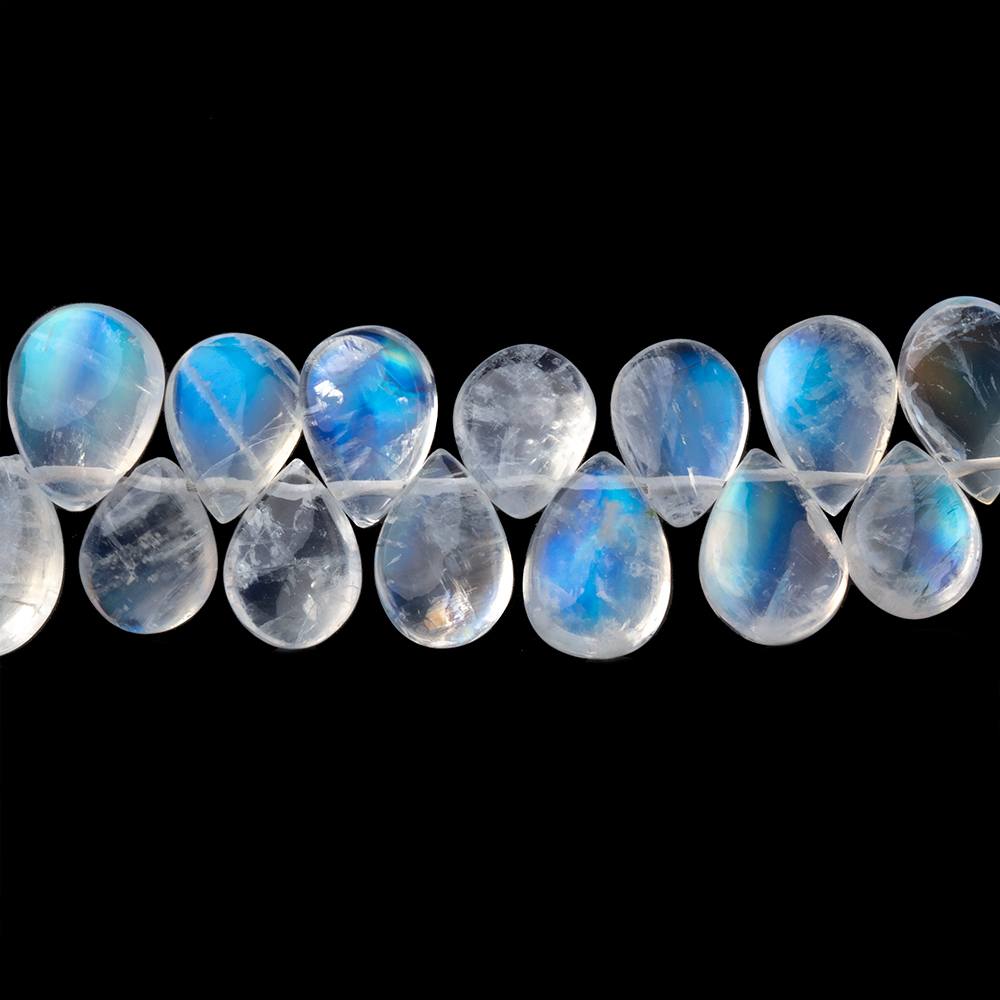 8x6-9x7mm Rainbow Moonstone Plain Pear Beads 8 inch 60 pieces AAA - Beadsofcambay.com