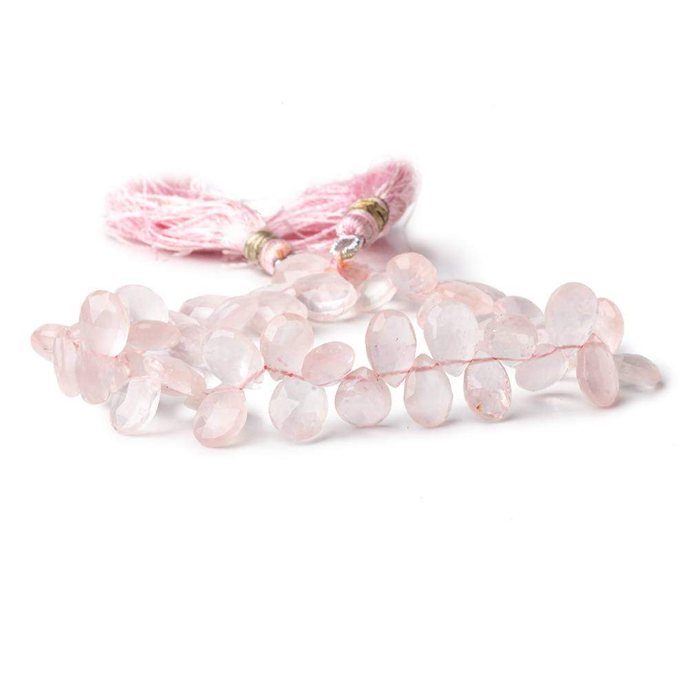 8x6-9x7mm Rose Quartz faceted pear beads 7.5 inch 60 pieces - Beadsofcambay.com