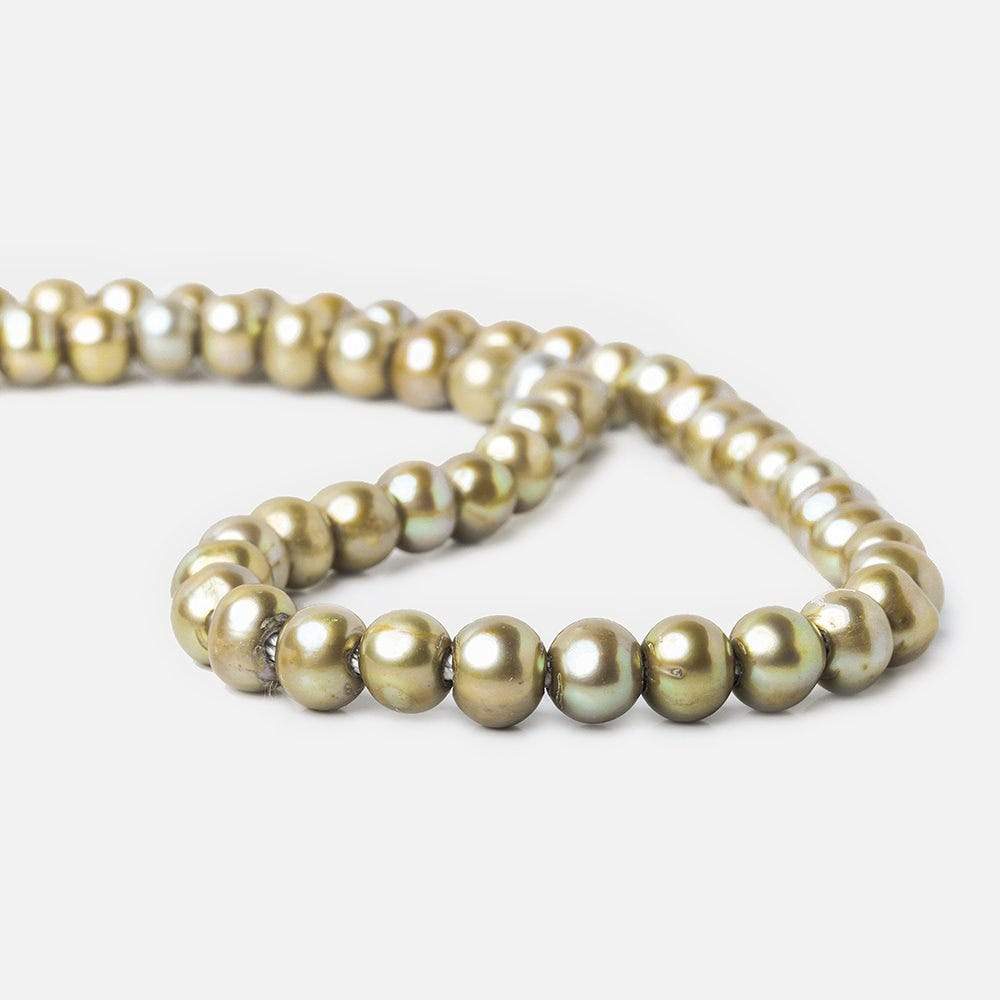 8x6-9x7mm Silver Sage 2.5mm Large Hole Off Round Freshwater Pearl 15 inch 58 pcs - Beadsofcambay.com