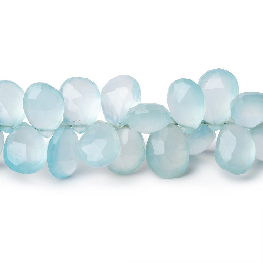 8x6-9x7mm Sky Blue Chalcedony Faceted Pears 7 inch 68 Beads - Beadsofcambay.com