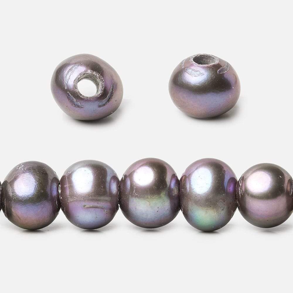 8x6-9x7mm Tri Color Peacock 2.5mm Large Hole Off Round Freshwater Pearl 15 inch 58 pcs - Beadsofcambay.com