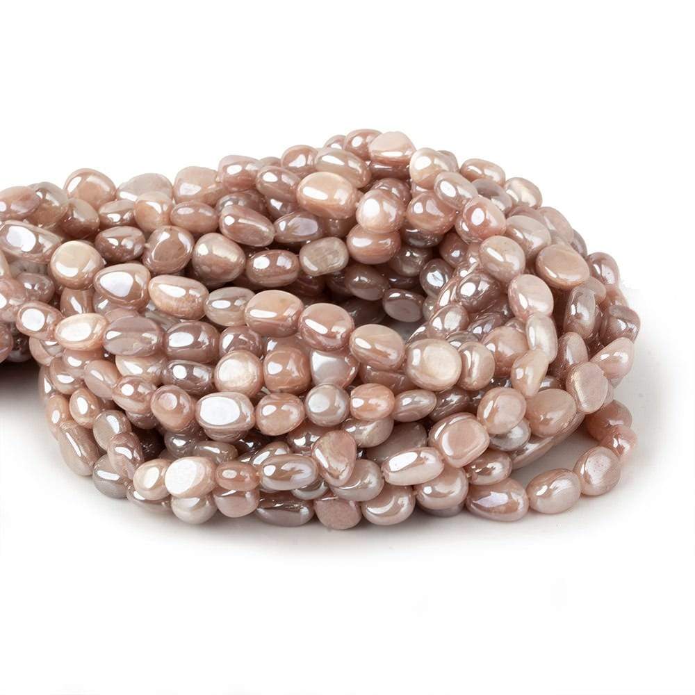 8x6-9x8mm Mystic Multi peach Moonstone plain nuggets 16 inch 45 beads - Beadsofcambay.com