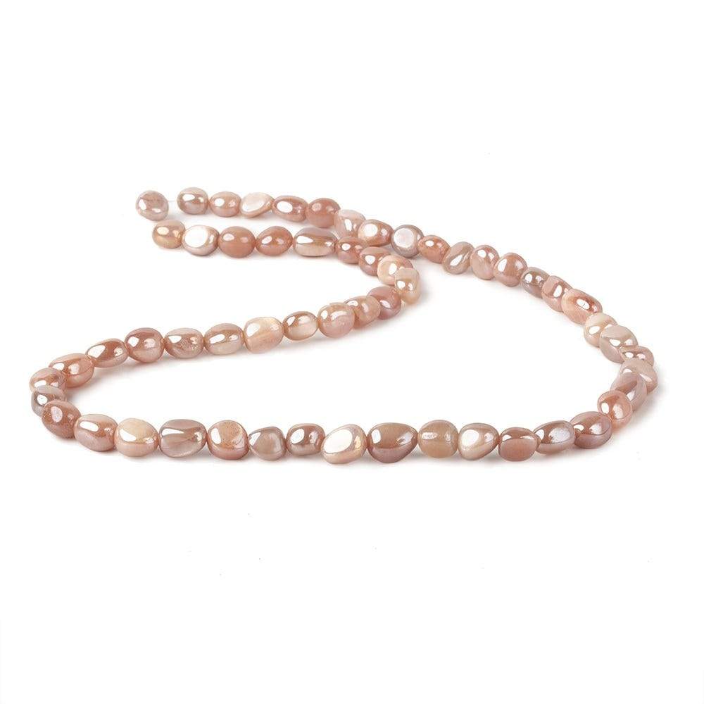 8x6-9x8mm Mystic Multi peach Moonstone plain nuggets 16 inch 45 beads - Beadsofcambay.com