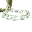 8x6mm-10x8mm Prasiolite Top Drilled Faceted Cushion 14 pieces - Beadsofcambay.com