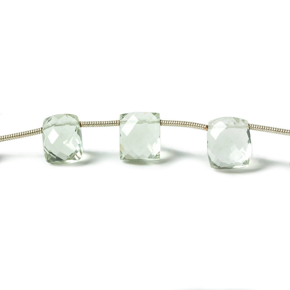 8x6mm-10x8mm Prasiolite Top Drilled Faceted Cushion 14 pieces - Beadsofcambay.com
