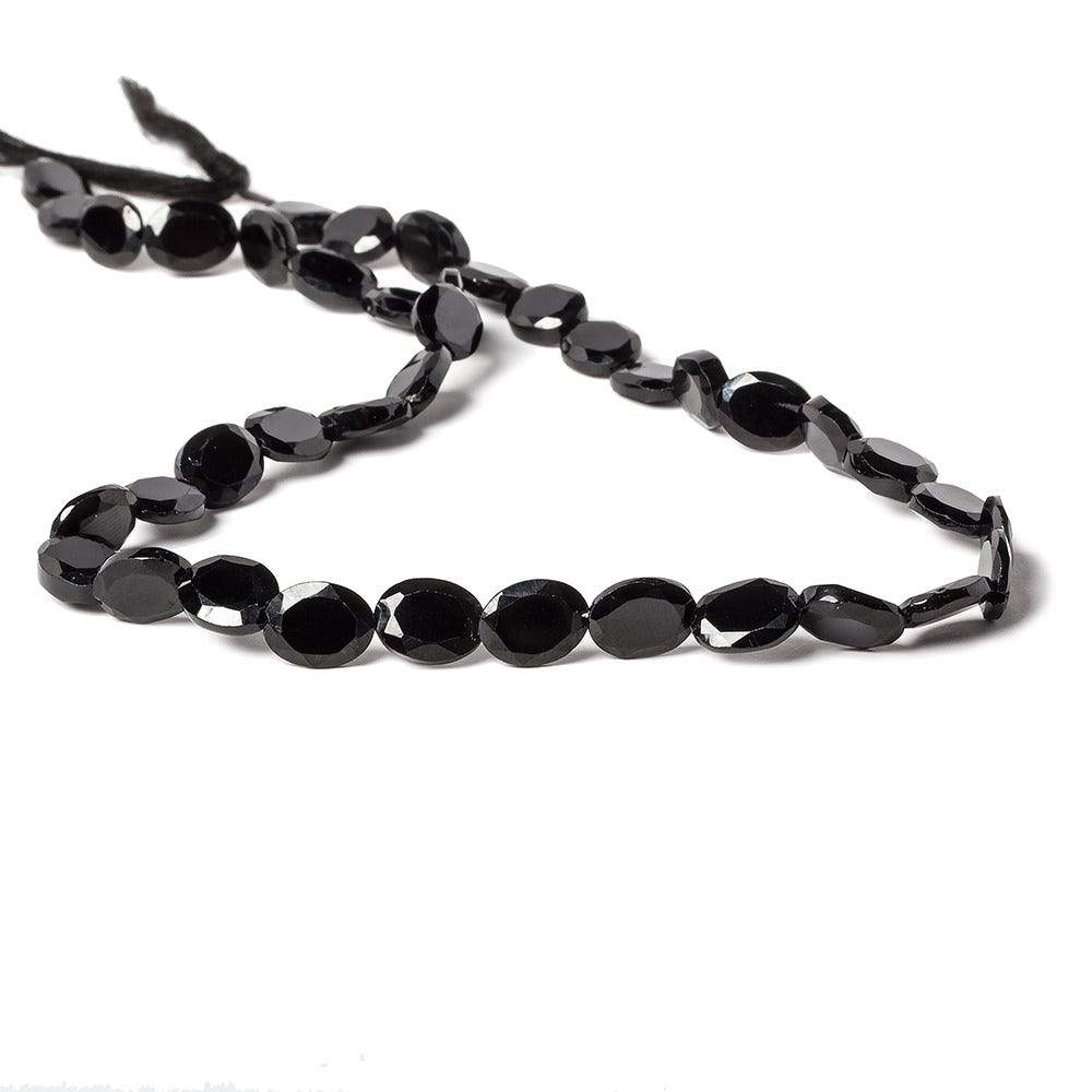 8x6mm Black Spinel bezel faceted oval beads 13 inch 41 pieces - Beadsofcambay.com