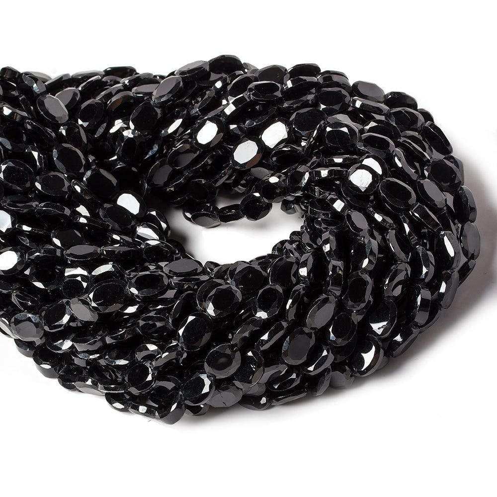 8x6mm Black Spinel bezel faceted oval beads 13 inch 41 pieces - Beadsofcambay.com