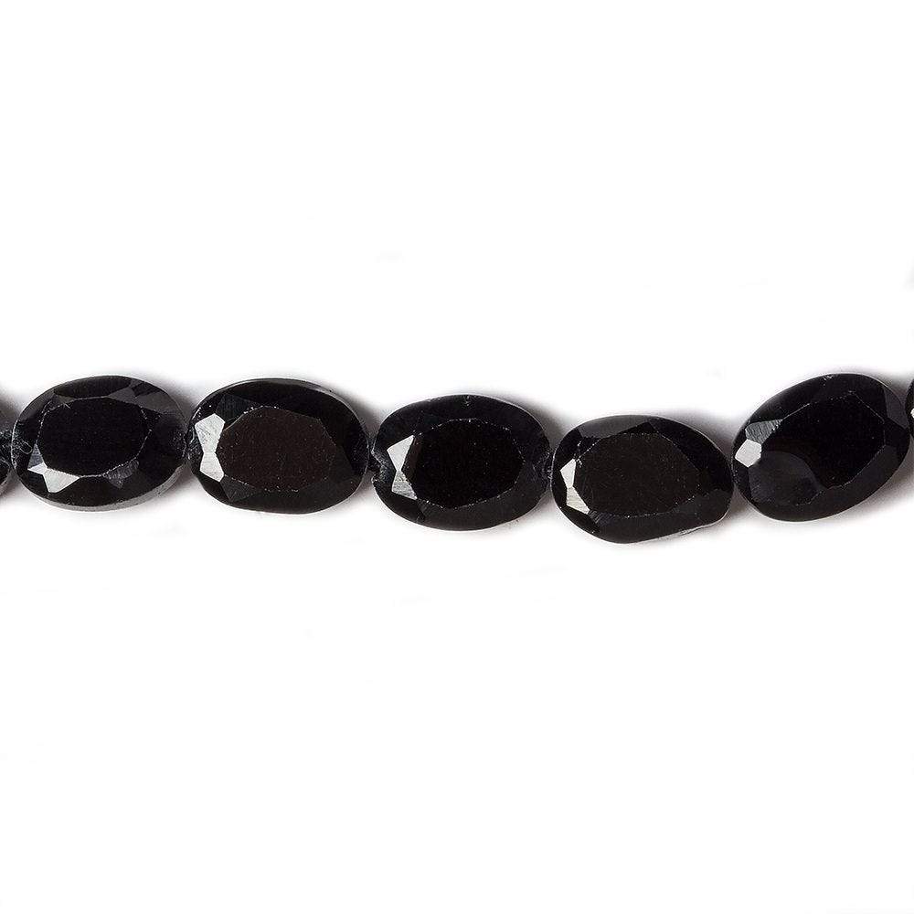 8x6mm Black Spinel bezel faceted oval beads 13 inch 41 pieces - Beadsofcambay.com