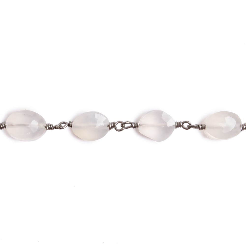 8x6mm Champagne Chalcedony faceted Oval Black Gold Chain by the foot 22 pieces - Beadsofcambay.com