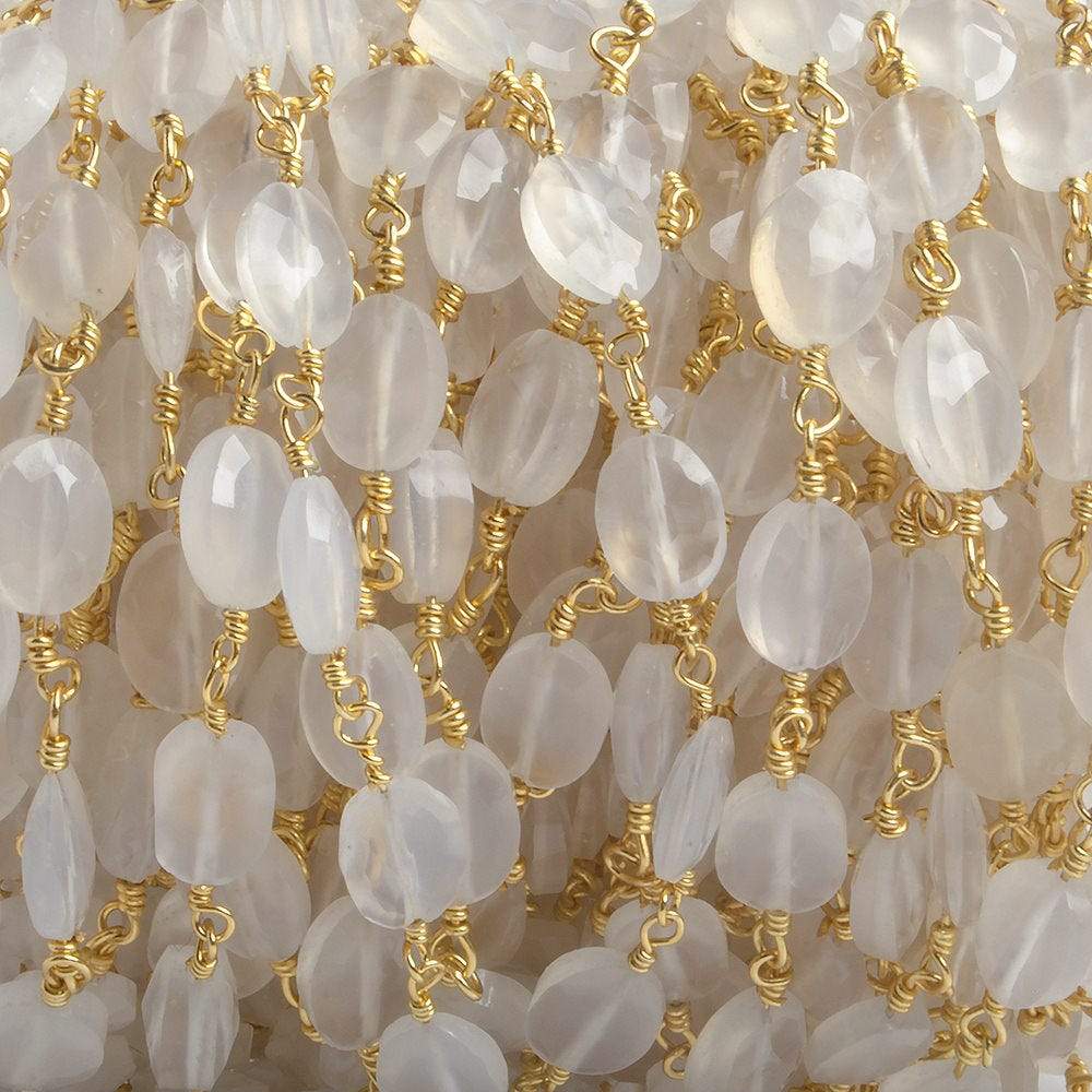 8x6mm Champagne Chalcedony faceted Oval Gold plated Chain by the foot 22 pieces - Beadsofcambay.com