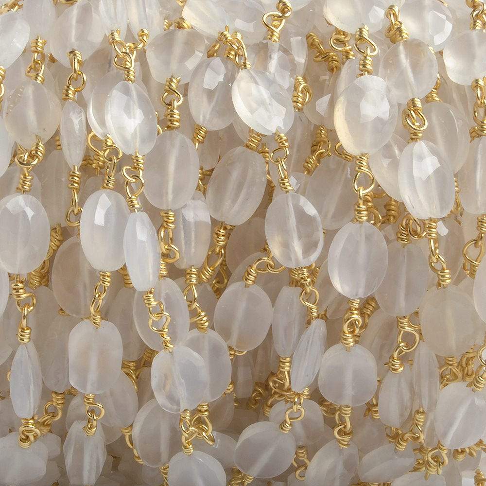 8x6mm Champagne Chalcedony faceted Oval Gold plated Chain by the foot 22 pieces - Beadsofcambay.com