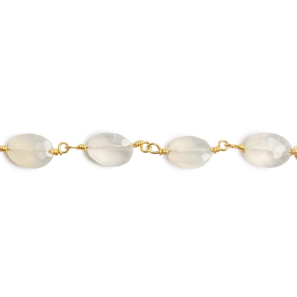 8x6mm Champagne Chalcedony faceted Oval Gold plated Chain by the foot 22 pieces - Beadsofcambay.com
