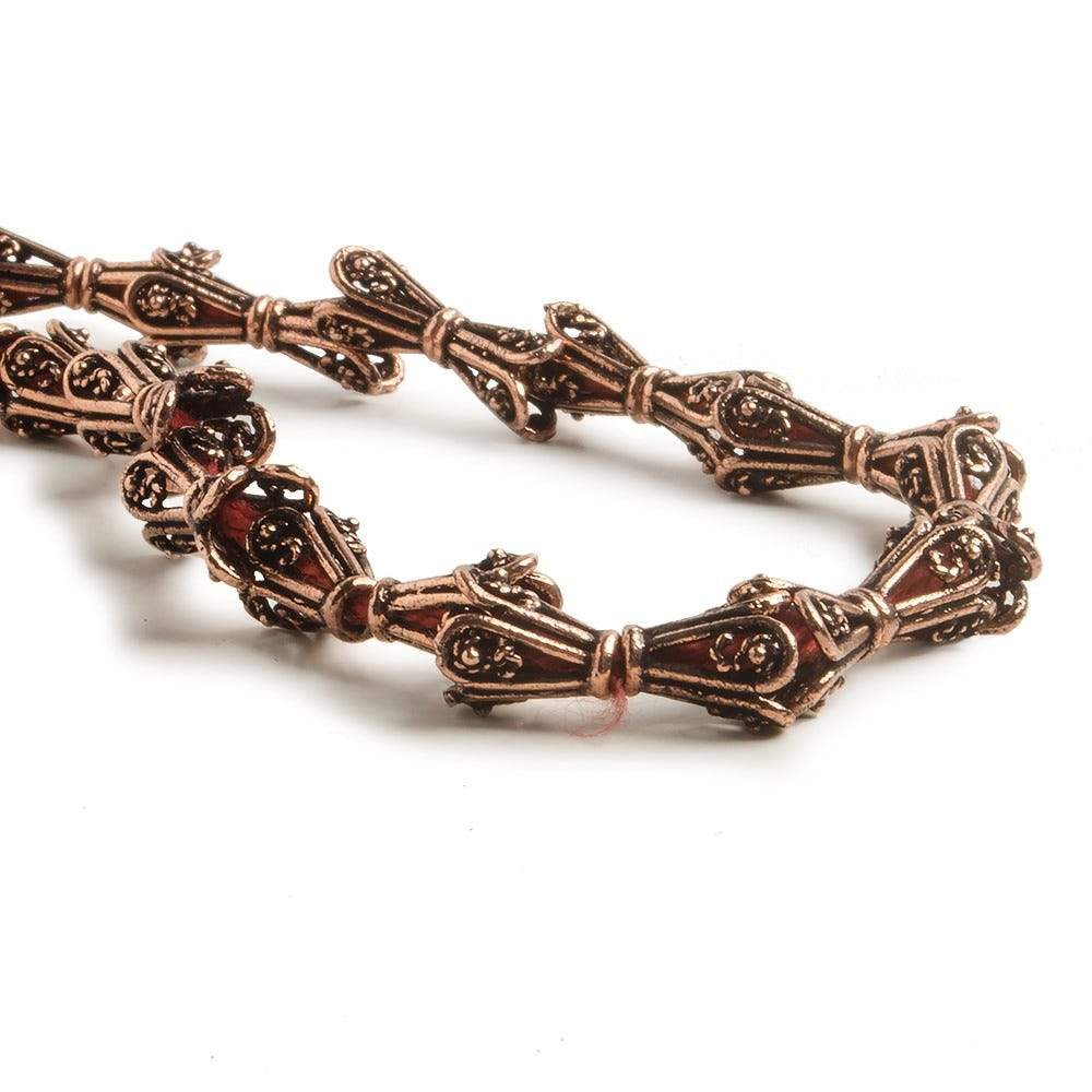 8x6mm Copper Bead Cap Bali Style Scrollwork 8 inch 28 pcs - Beadsofcambay.com