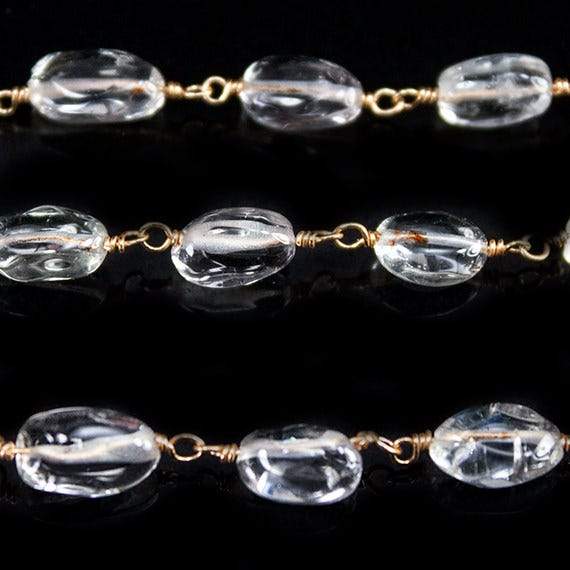 8x6mm Crystal Quartz Plain Oval Vermeil Chain by the foot - Beadsofcambay.com