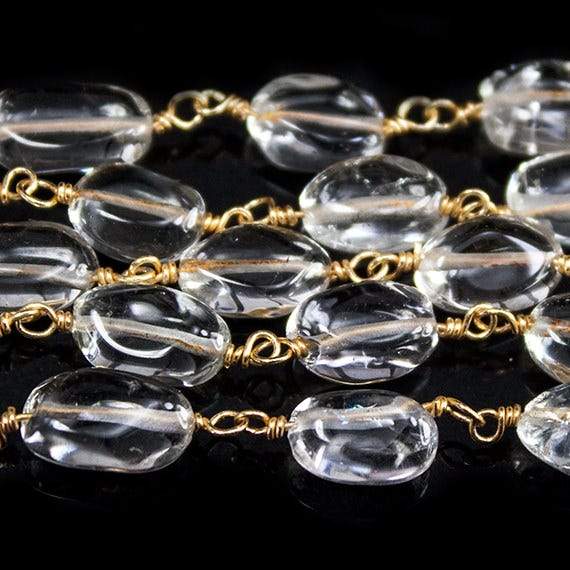8x6mm Crystal Quartz Plain Oval Vermeil Chain by the foot - Beadsofcambay.com