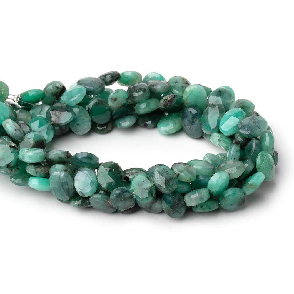 8x6mm Emerald Faceted Oval Beads 8 inch 29 pieces - Beadsofcambay.com
