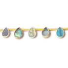 8x6mm Gold Leafed Labradorite Plain Pear Strand 20 Beads - Beadsofcambay.com