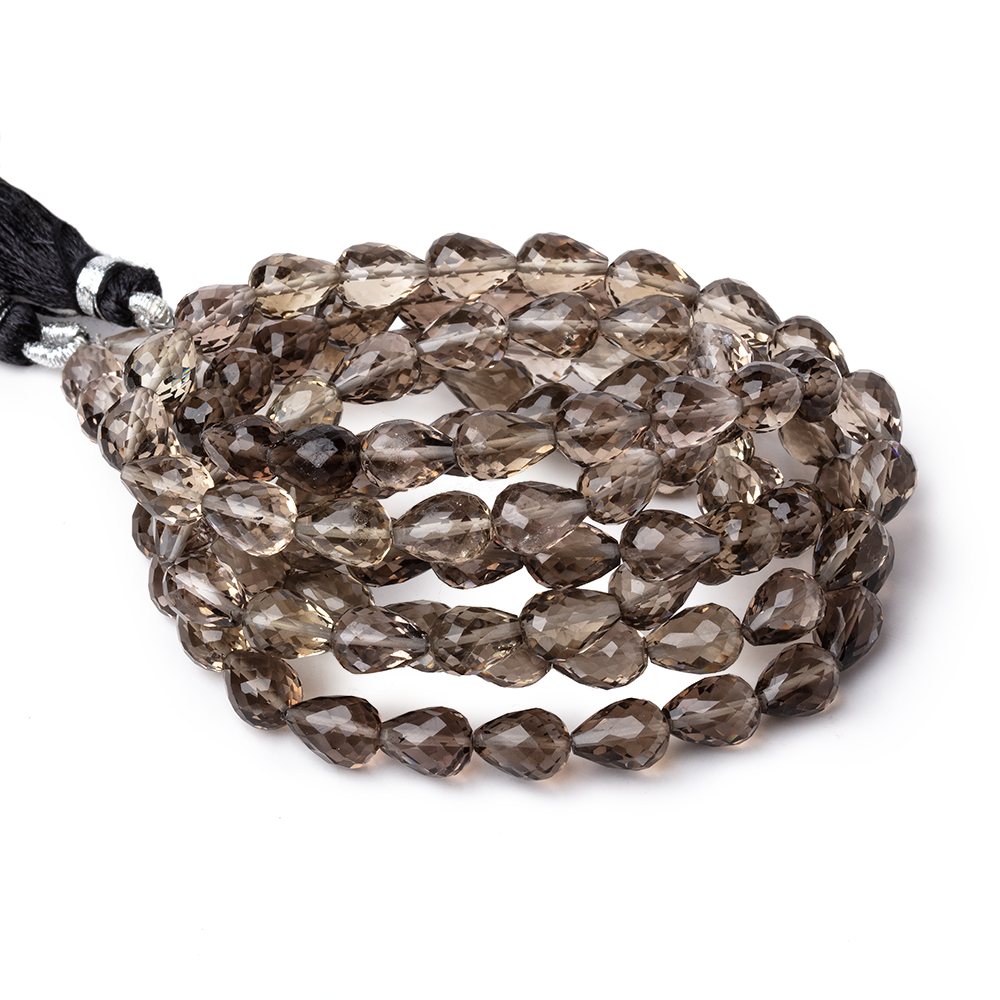 8x6mm Light Smoky Quartz Faceted Tear Drop Beads 17 inch 55 pieces - Beadsofcambay.com