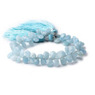 8x6mm Milky Aquamarine faceted pear beads 8 inch 65 pieces AA - Beadsofcambay.com