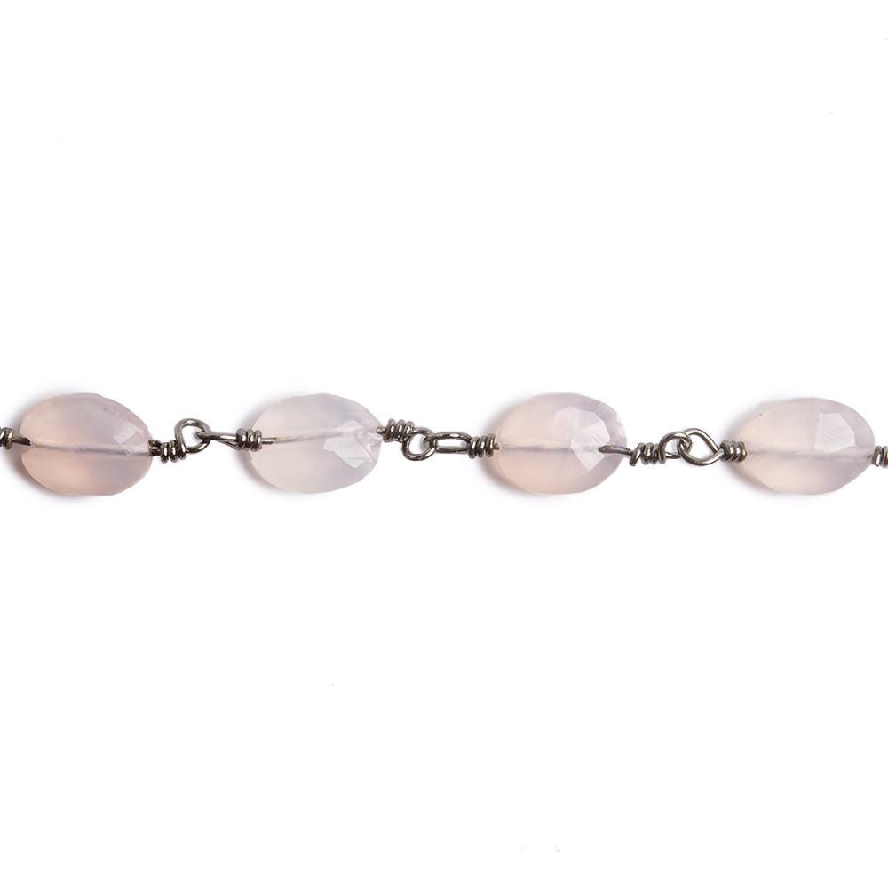8x6mm Rose Chalcedony faceted Oval Black Gold Chain by the foot 22 pieces - Beadsofcambay.com