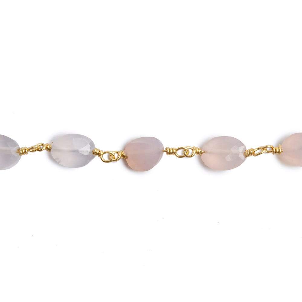 8x6mm Rose Chalcedony faceted Oval Gold plated Chain by the foot 22 pieces - Beadsofcambay.com