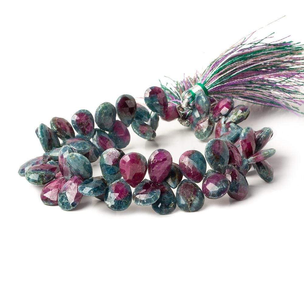 8x7-10x7mm Ruby in Zoisite Faceted Pear Beads 8 inch 60 pieces - Beadsofcambay.com