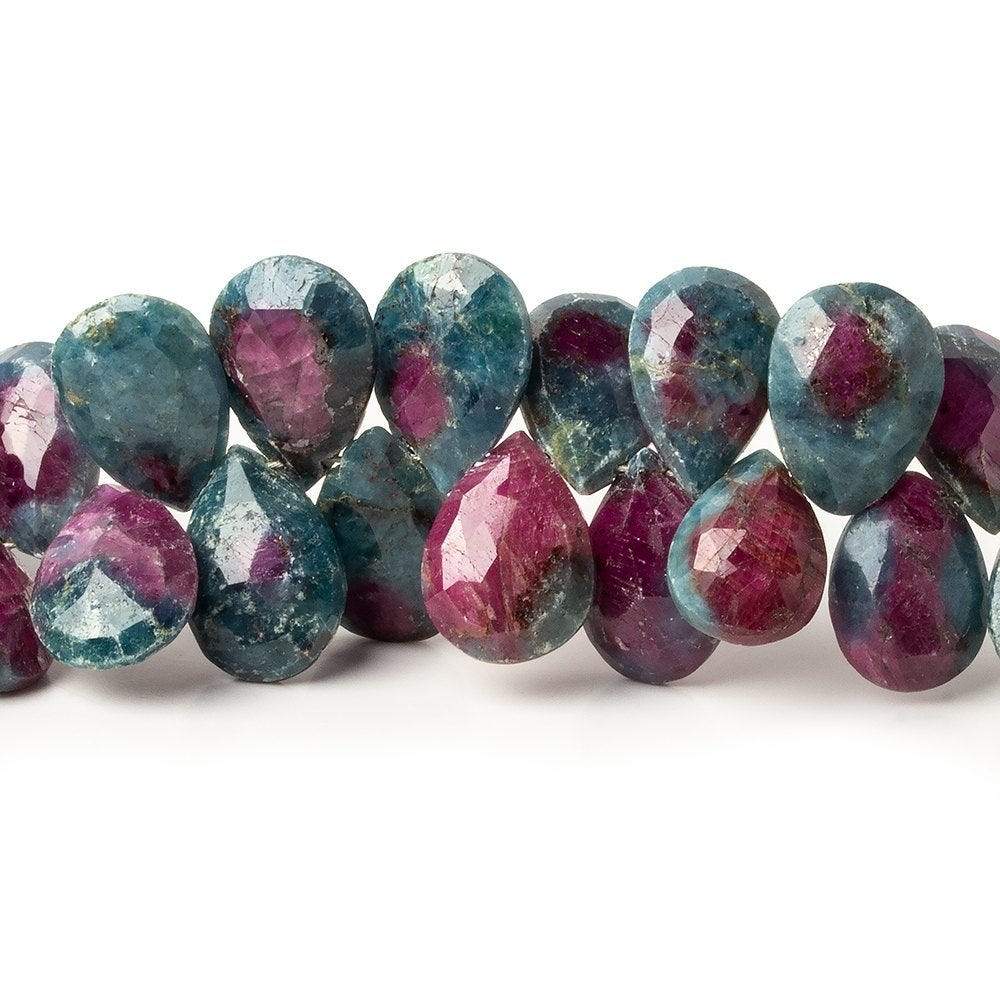 8x7-10x7mm Ruby in Zoisite Faceted Pear Beads 8 inch 60 pieces - Beadsofcambay.com