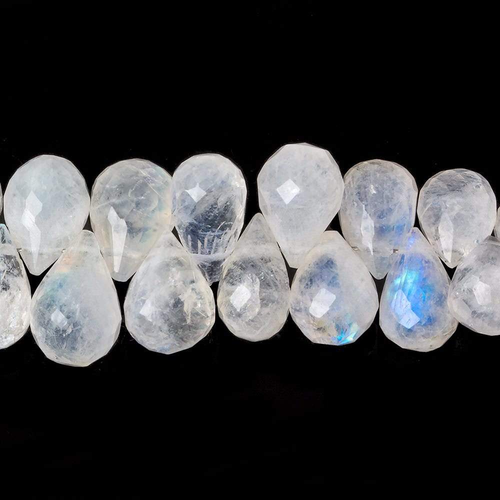 8x7-11x6mm Rainbow Moonstone Faceted Tear Drop Beads 8 inches 59 beads - Beadsofcambay.com