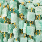 8x7-11x7mm Amazonite Bevel Faceted Rectangle Gold plated Chain by the foot 18 beads - Beadsofcambay.com