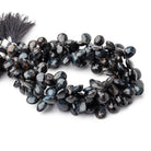 8x7-11x7mm Hawk's Eye Faceted Pear Beads 8 inch 54 pieces - Beadsofcambay.com