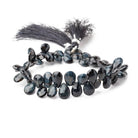 8x7-11x7mm Hawk's Eye Faceted Pear Beads 8 inch 54 pieces - Beadsofcambay.com