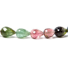 8x7-11x7mm Multi Color Tourmaline Faceted Tear Drop Beads 8 inch 18 pieces - Beadsofcambay.com