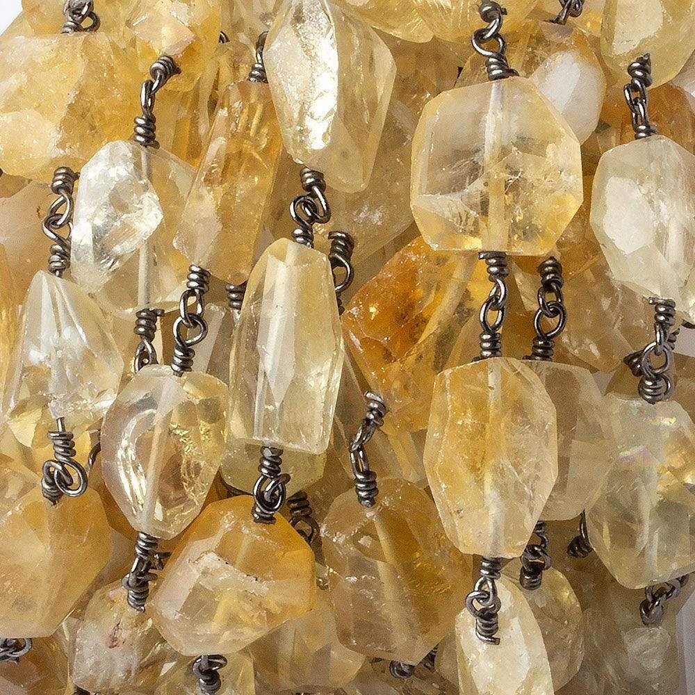 8x7-11x9mm Citrine nugget Black Gold plated Chain by the foot 18 beads - Beadsofcambay.com