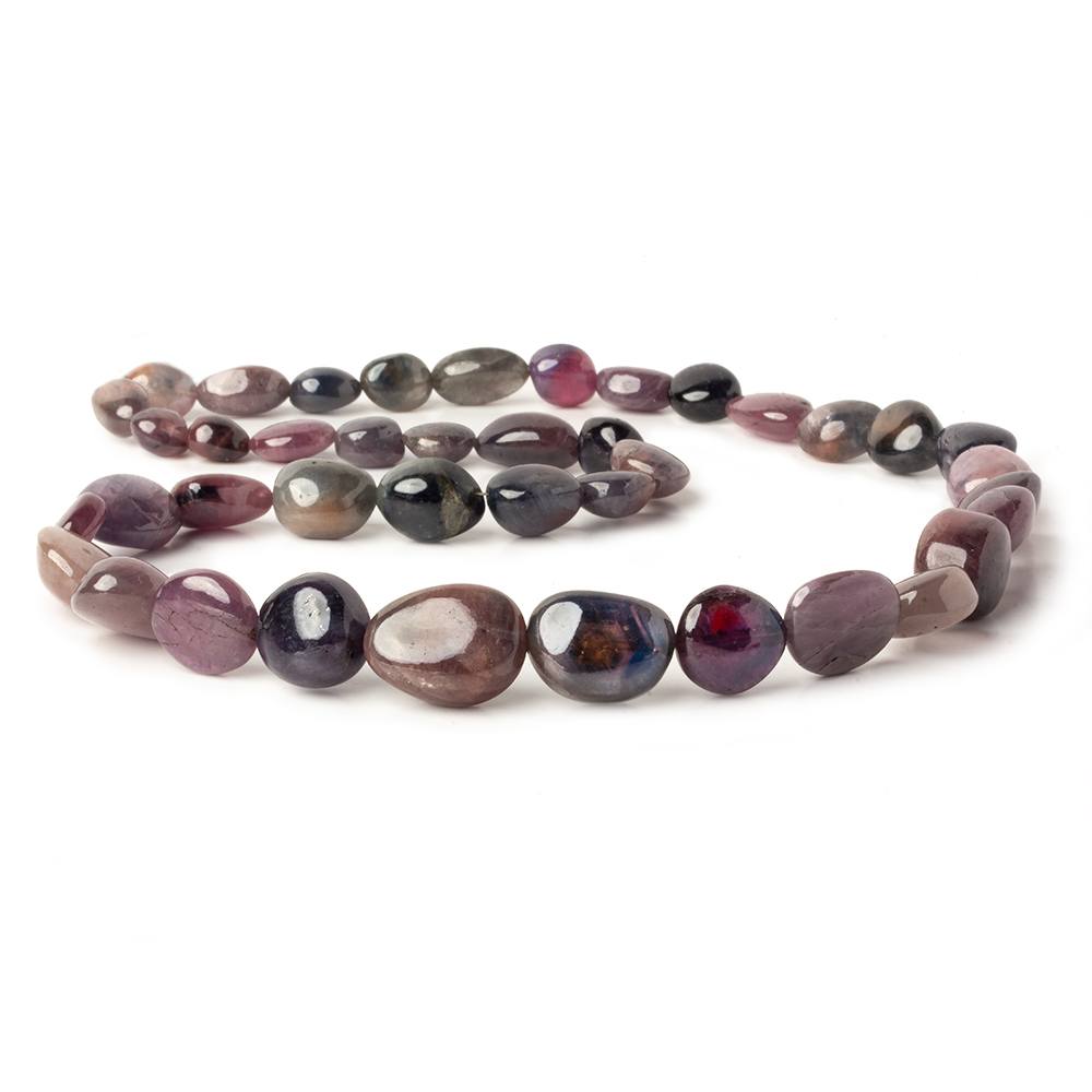 8x7-17x12mm Multi color Sapphire & Ruby plain nuggets 18 inch 41 beads A - Beadsofcambay.com