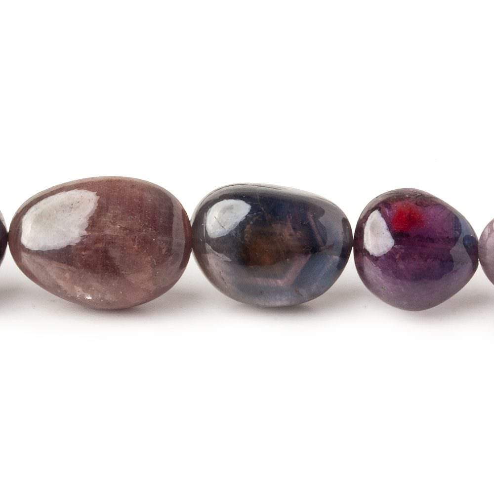 8x7-17x12mm Multi color Sapphire & Ruby plain nuggets 18 inch 41 beads A - Beadsofcambay.com
