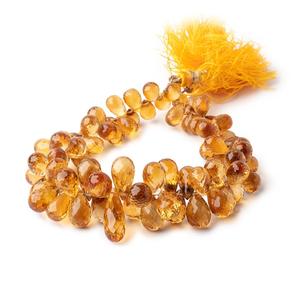 8x7-17x7mm Madeira Citrine Faceted Tear Drop Beads 8 inch 73 pieces - Beadsofcambay.com