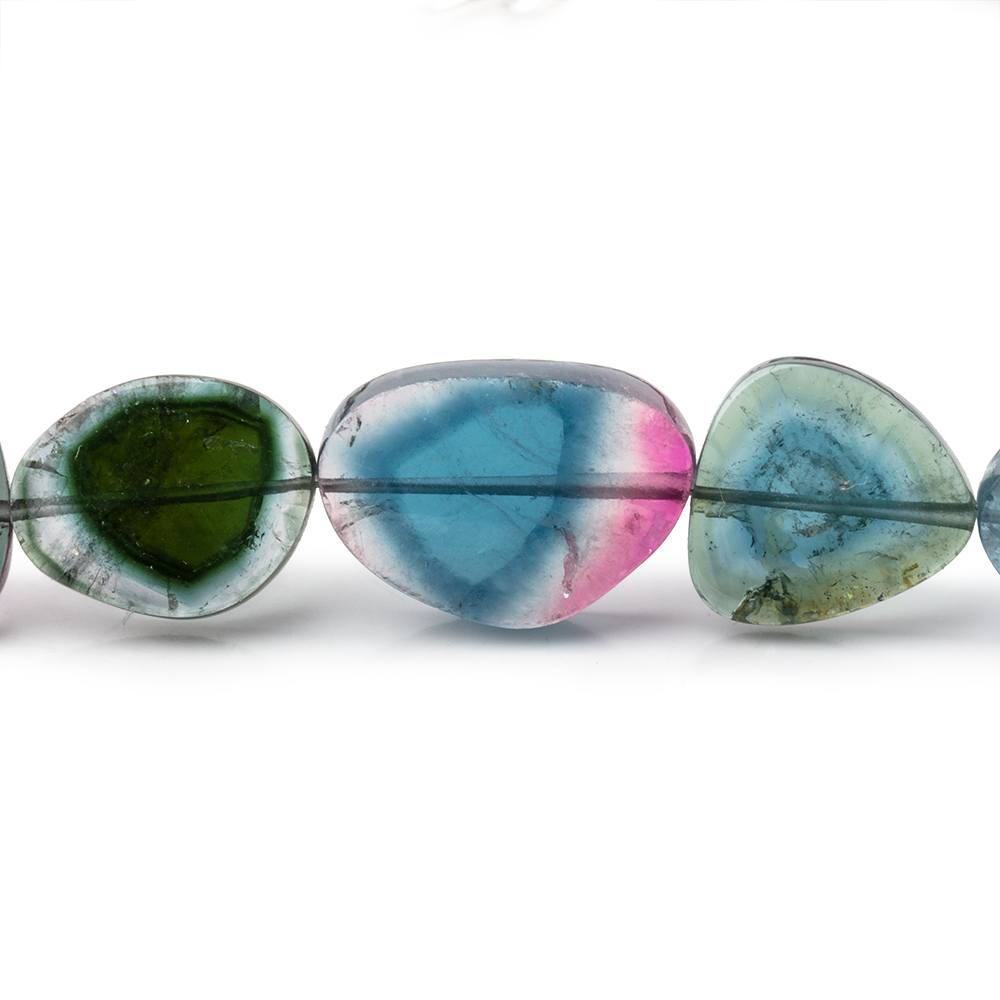 8x7-18x13mm Watermelon Tourmaline Slice Beads 17 inch 33 pieces AAA - Beadsofcambay.com