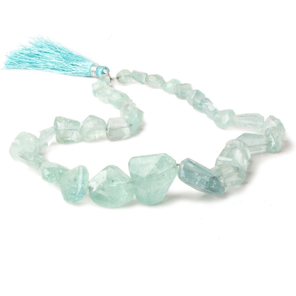 8x7-18x20mm Aquamarine Faceted Nugget Beads 16 inch 34 pieces - Beadsofcambay.com