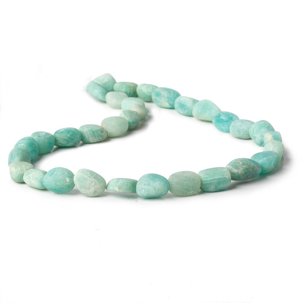 8x7-9.5x8.5mm Matte Amazonite tumbled plain nuggets 13 inch 32 beads A - Beadsofcambay.com