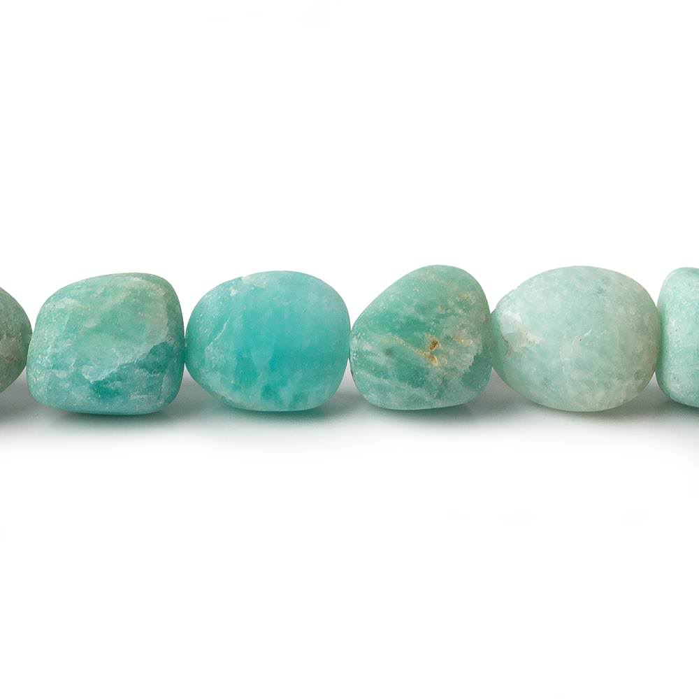 8x7-9.5x8.5mm Matte Amazonite tumbled plain nuggets 13 inch 32 beads A - Beadsofcambay.com