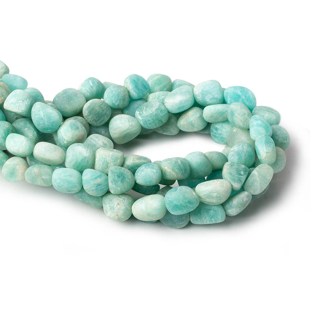 8x7-9.5x8.5mm Matte Amazonite tumbled plain nuggets 13 inch 32 beads A - Beadsofcambay.com